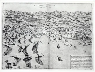 Karta över intagandet av Tunis av spanjorerna 1573
